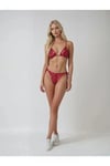 Kadın Kırmızı Yılan Derisi Desen Boyundan İp Bağlamalı Üçgen Bikini Takımı HZL25S-LC5005