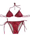 Kadın Kırmızı Yılan Derisi Desen Boyundan İp Bağlamalı Üçgen Bikini Takımı HZL25S-LC5005