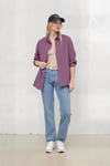 Kadın Koyu Lila Oversize Uzun Basic Gömlek HZL22W-BD139001