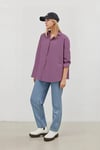 Kadın Koyu Lila Oversize Uzun Basic Gömlek HZL22W-BD139001
