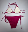 Kadın Koyu Pembe Boyundan İp Bağlamalı Üçgen Bikini Takımı HZL25S-LC5005