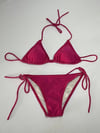 Kadın Koyu Pembe Boyundan İp Bağlamalı Üçgen Bikini Takımı HZL25S-LC5005