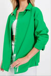 Kadın Koyu Yeşil Oversize Uzun Basic Gömlek  HZL22W-BD139001