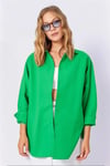 Kadın Koyu Yeşil Oversize Uzun Basic Gömlek  HZL22W-BD139001