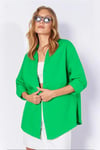 Kadın Koyu Yeşil Oversize Uzun Basic Gömlek  HZL22W-BD139001