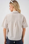 Kadın Krem Keten Görünümlü Crop Gömlek HZL25S-BD1203391