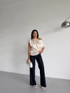 Kadın Krem Tek Omuz Asimetrik Kesim Saten Bluz HZL26W-FRY121171