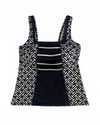Kadın Lacivert Beyaz Desenli Şortlu Tankini HZL25S-AR1801