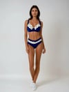 Kadın Lacivert Beyaz Etnik Desenli Bikini Takım HZL25S-LC2220