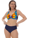 Kadın Lacivert Çok Renkli Yüksel Bel Astarlı Bikini Takımı HZL25S-LC22315