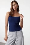 Kadın Lacivert İp Askılı Örme Body Bluz HZL24S-ZK11001