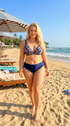 Kadın Lacivert Pembe Paisley Desenli  Astarlı Büyük Beden Bikini Takımı HZL26S-LC3341