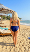 Kadın Lacivert Pembe Paisley Desenli  Astarlı Büyük Beden Bikini Takımı HZL26S-LC3341