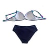 Kadın Lacivert Sarı Çiçek Desenli Astarlı Büyük Beden Bikini Takımı HZL25S-LC24108