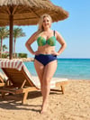 Kadın Lacivert Sarı Desenli Aksesuar Detaylı Bikini Takımı HZL26S-LC713048