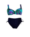 Kadın Lacivert Turkuaz Desenli Astarlı Bikini Takımı HZL25S-LC3832