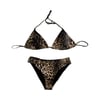 Kadın Leopar Desen Boyundan Bağlamalı Etekli  Bikini Takımı HZL25S-LC3220