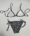 Kadın Leopar Siyah Boyundan İp Bağlamalı Üçgen Bikini Takımı HZL25S-LC5005