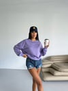 Kadın Lila Bisiklet Yaka 2 İplik Sweatshirt HZL25W-FRY123391