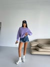Kadın Lila Bisiklet Yaka 2 İplik Sweatshirt HZL25W-FRY123391