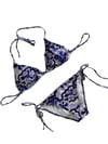 Kadın Lila Çiçek Desenli Boyundan İp Bağlamalı Üçgen Bikini Takımı HZL25S-LC5005