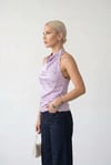 Kadın Lila Halter Yaka Saten Kumaş Sırt Dekolteli Bluz HZL26W-FRY123801