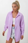 Kadın Lila Oversize Uzun Basic Gömlek Hzl22w-bd139001