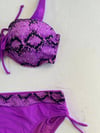 Kadın Lila Siyah Desenli Taş İşlemeli Toparlayıcı Bikini Takım HZL25S-LC3333