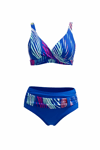 Kadın Mavi Çok Renkli Büyük Beden Astarlı Bikini Takım HZL25S-LC21202