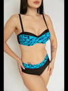 Kadın Mavi Siyah Desenli Astarlı Bikini Takımı HZL25S-LC25143