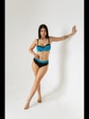 Kadın Mavi Siyah Desenli Astarlı Bikini Takımı HZL25S-LC25143
