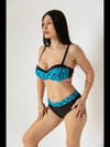 Kadın Mavi Siyah Desenli Astarlı Bikini Takımı HZL25S-LC25143