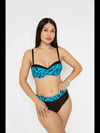 Kadın Mavi Siyah Desenli Astarlı Bikini Takımı HZL25S-LC25143