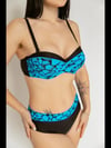 Kadın Mavi Siyah Desenli Astarlı Bikini Takımı HZL25S-LC25143