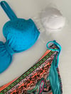 Kadın Mavi Taş İşlemeli Desenli 3 Parça Bikini Takım HZL25S-LC3326