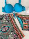 Kadın Mavi Taş İşlemeli Desenli 3 Parça Bikini Takım HZL25S-LC3326