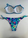 Kadın Mavi Taş İşlemeli Desenli Astarlı Bikini Takım HZL25S-LC203