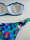 Kadın Mavi Taş İşlemeli Desenli Astarlı Bikini Takım HZL25S-LC203