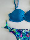 Kadın Mavi Taş İşlemeli Desenli Astarlı Bikini Takım HZL25S-LC203