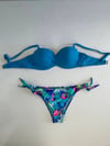 Kadın Mavi Taş İşlemeli Desenli Astarlı Bikini Takım HZL25S-LC203