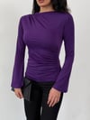 Kadın Mor Drape Detaylı İspanyol Kol Sany Bluz HZL25W-FRY123431
