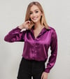Kadın Mor Saten Yüzeyli Tesettür Gömlek HZL25W-BD139641