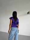 Kadın Mor Tek Omuz Asimetrik Kesim Saten Bluz HZL26W-FRY121171