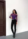 Kadın Mor Tül Garnili Uzun Kol Şık Rahat Bluz HZL25W-FRY123541