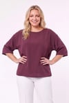 Kadın Mürdüm Büyük Beden Oversize Vatkalı Şifon Bluz HZL26S-ZSS111201