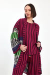 Kadın Mürdüm Çizgili Atlet Kimono Ve Pantolon Dokuma Viscon Alt Üst Takım HZL25S-VM110421