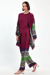 Kadın Mürdüm Çizgili Atlet Kimono Ve Pantolon Dokuma Viscon Alt Üst Takım HZL25S-VM110421