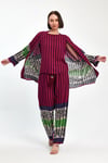 Kadın Mürdüm Çizgili Atlet Kimono Ve Pantolon Dokuma Viscon Alt Üst Takım HZL25S-VM110421