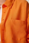 Kadın Oranj Tek Cepli Oversize Keten Ayrobin Gömlek HZL24S-BD1201531