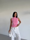 Kadın Pembe Balıkçı Yaka Sıfır Kol Sandy Crop Bluz HZL26S-FRY123931